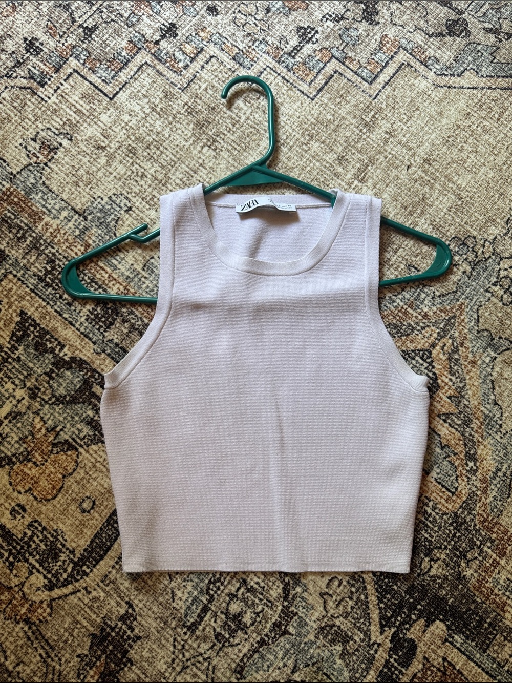 Zara Sleeveless Ribbed Crop Top - Pale Lavender